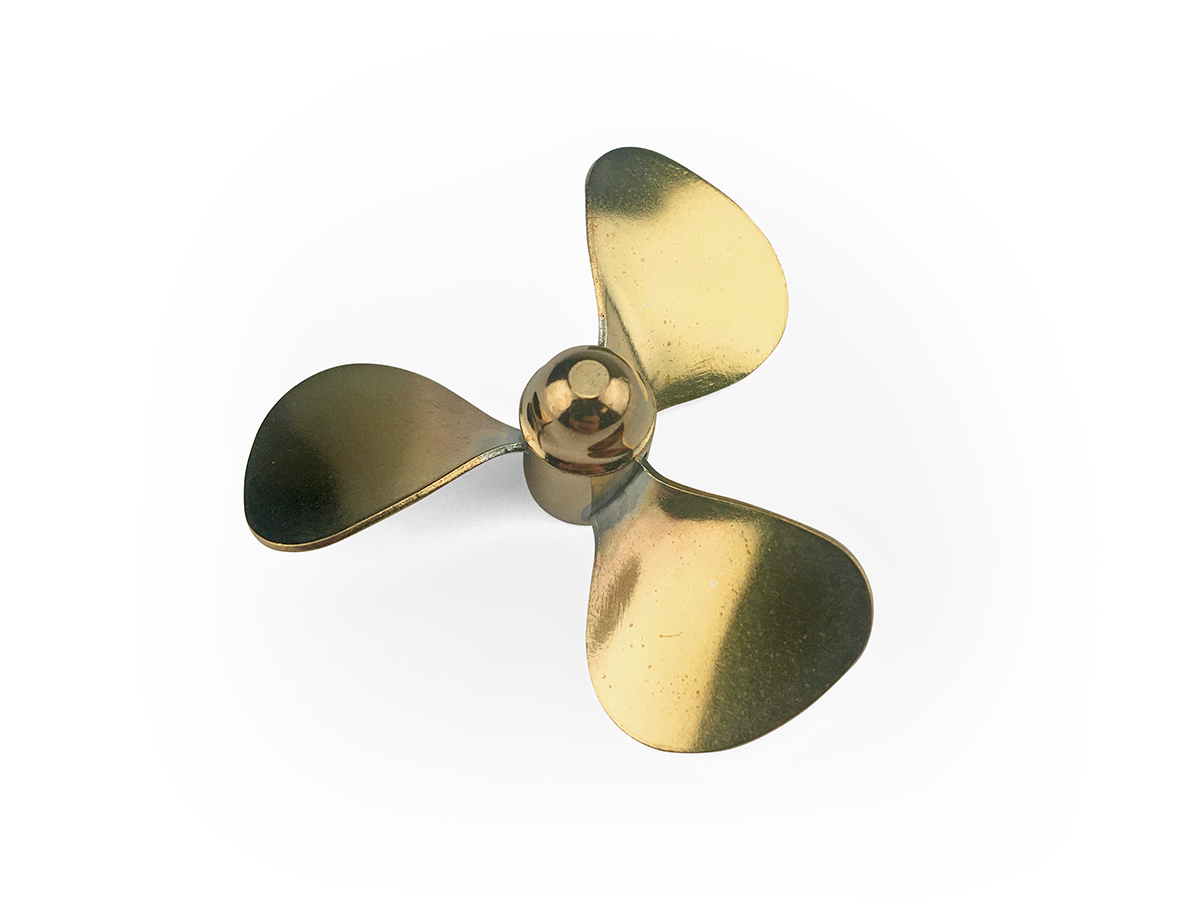 Radio Active Brass Propeller (Classic), 3 Blade, 45mm, M4, RH H-AS13454R H-AS13454R H-AS13454R