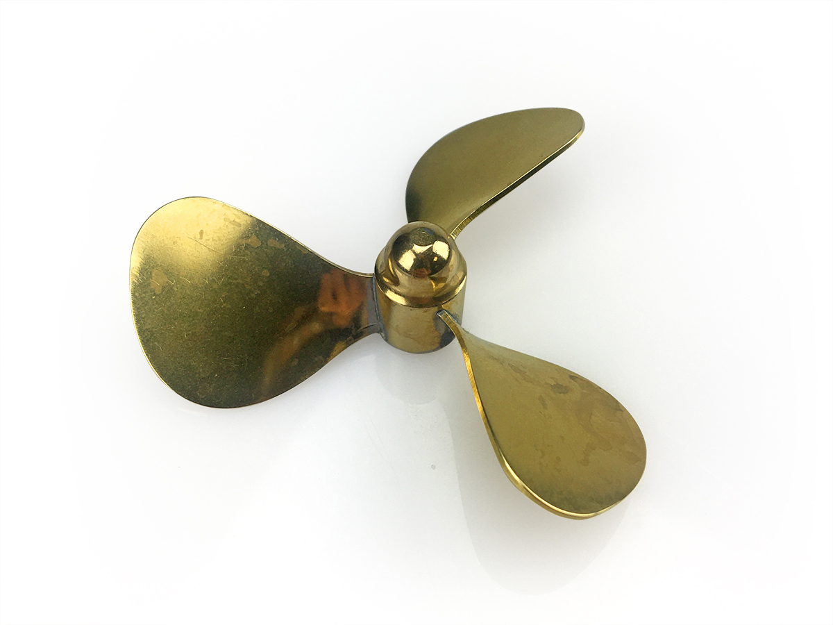 Radio Active Brass Propeller (Classic), 3 Blade, 65mm, M4, LH H-AS13654L