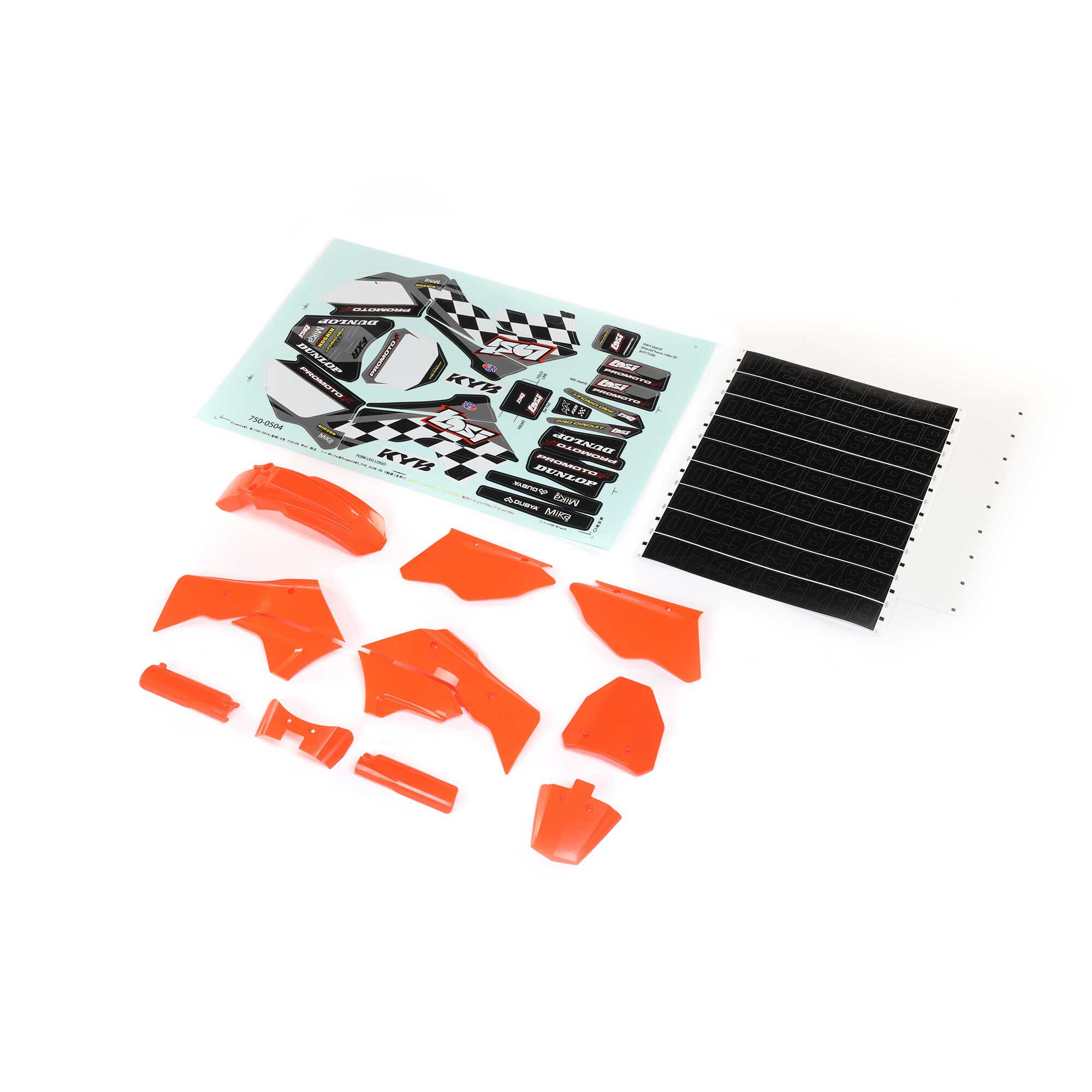 Losi Orange Plastics with Wraps: Promoto-MX Z-LOS260004